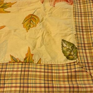 Vintage April Cornell Yellow / Orange w Green Plaid Fabric Swuare Tablecloth